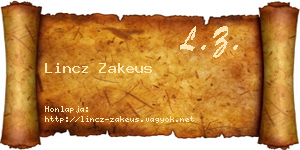 Lincz Zakeus névjegykártya